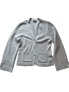 GAP Medium Tall Grey Knit Cardigan Wide Sleeve Button Front Sweater Pockets